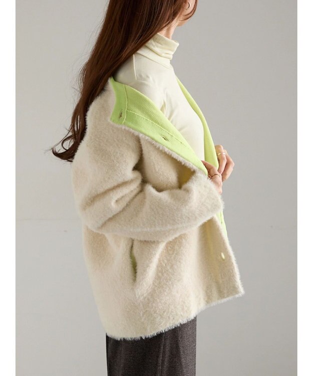 Te chichi ダブルフェイスフェザーカーディガン オフホワイト