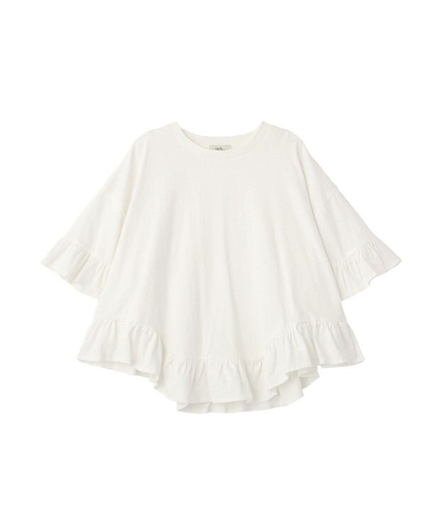 earth music&ecology ピグメントフリルTシャツ Off White