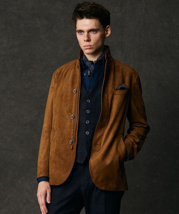 JOSEPH ABBOUD 【キングサイズ・家で洗える/ストレッチ/スウェードタッチ】ウォッシャブルスウェードジャケット キャメル系