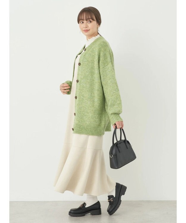 earth music&ecology ファンシーヤーンメランジカーディガン Green