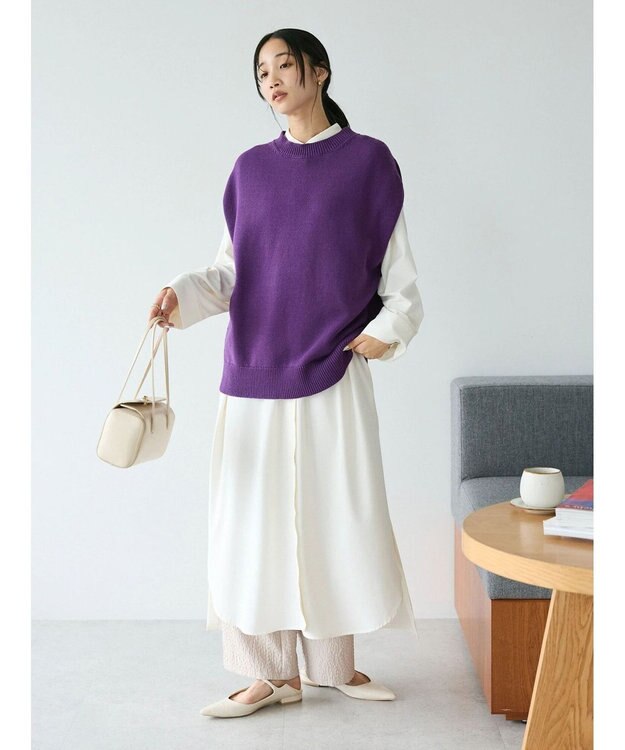 CRAFT STANDARD BOUTIQUE イージーケアタック入りワンピース Ivory