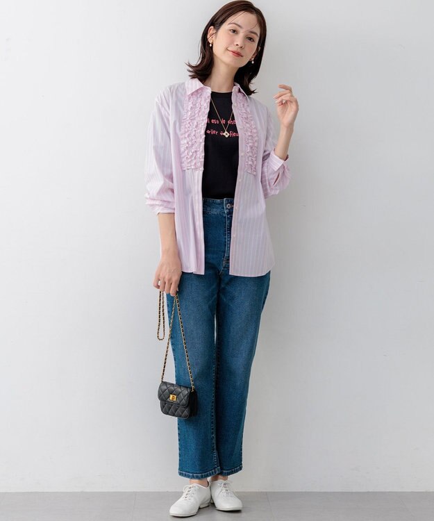 組曲 【Flower Collection】コンパクトシャーティング シャツ レースピンク系1