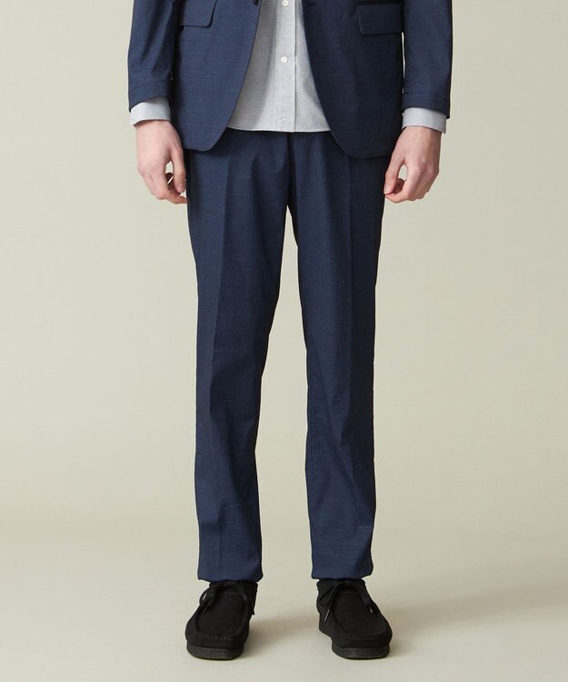 J.PRESS MEN 感動！？上品な見た目に着心地抜群なセットアップ【MECHANICAL】【超軽量 / 清涼感 / 洗える】ハイパワーストレッチ リネンルックパンツ ネイビー系