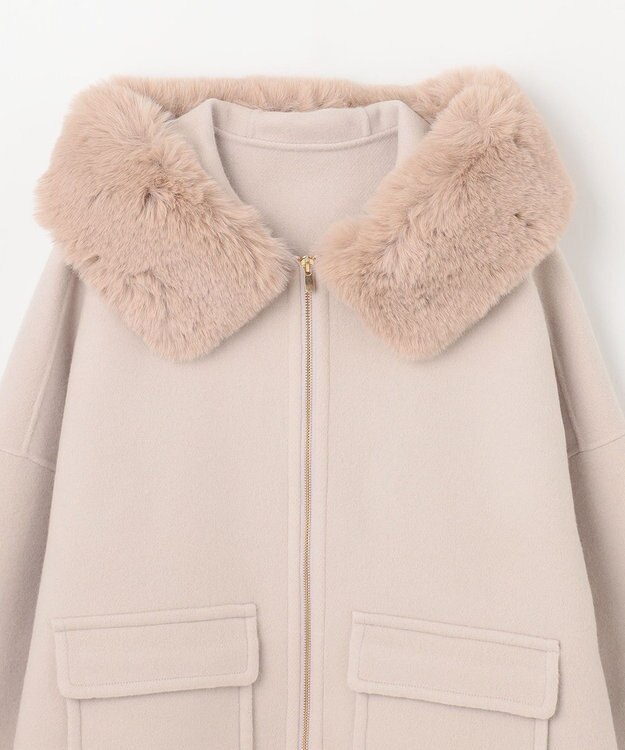 GRACE CONTINENTAL フードファーリバーポンチョ ベージュ