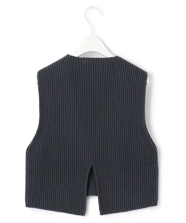 ICB 【洗える】 コットンテープリブベスト チャコール系