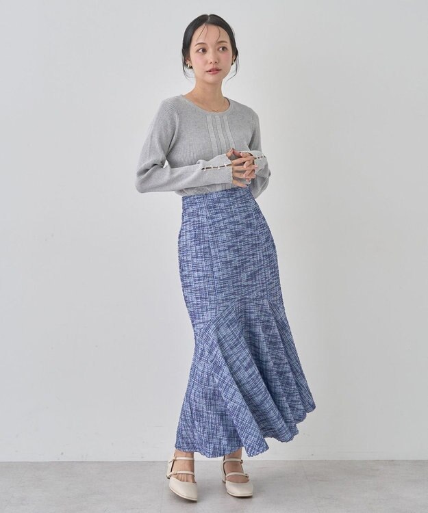 earth music&ecology パール＆ビジュースリーブプルオーバー Light Gray