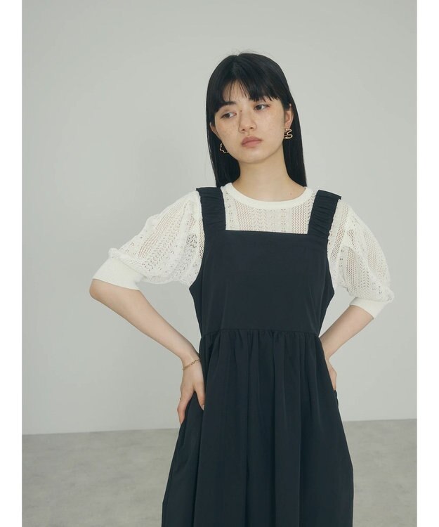 Green Parks ａ．透かし柄ニットプルオーバー Off White