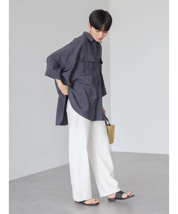 AMERICAN HOLIC 接触冷感Ｗポケットシャツチュニック Charcoal Gray