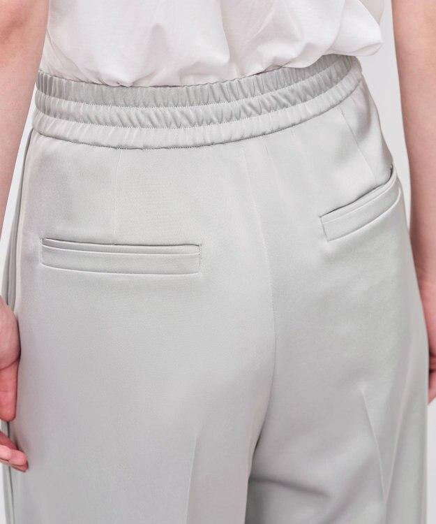 uncrave シャイニーダブルサテン ワイドパンツ シルバーグレー