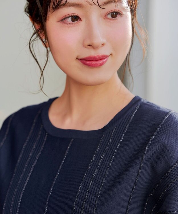 Tiaclasse ラメリブドルマントップス ネイビー