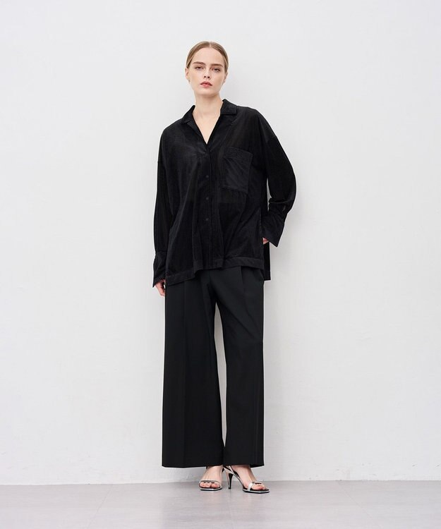 uncrave シアーベロアリブ シャツ ブラック