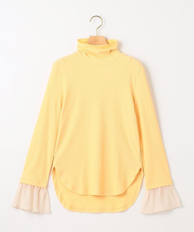 組曲 【洗える】フライスタートルネック カットソー ライトオレンジ系