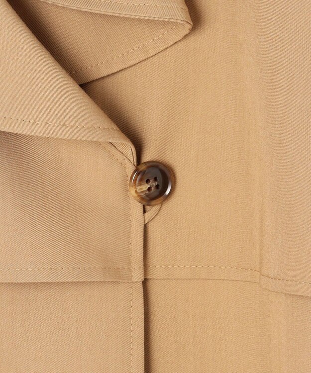 Feroux 【洗える】ラッフルカラーミドル丈 トレンチ キャメル系