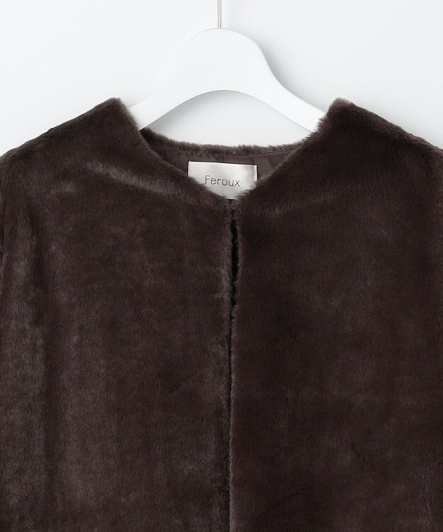 Feroux フェイクファー ジャケット ダークブラウン系