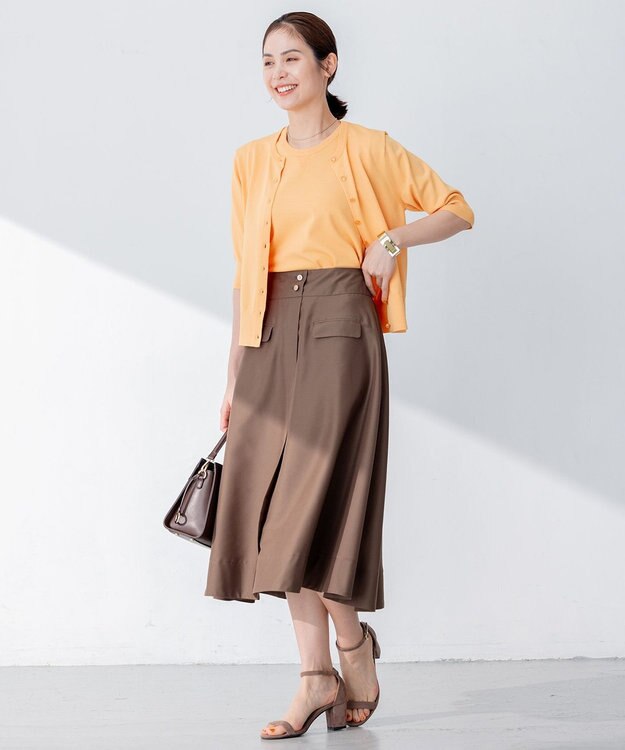 組曲 【洗える・涼感】シアーボイル スカート ダークブラウン系