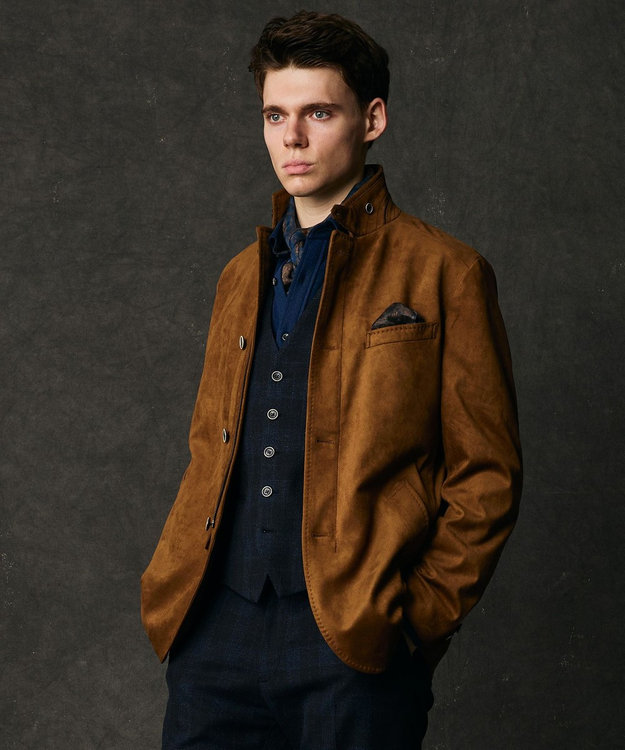 JOSEPH ABBOUD 【キングサイズ・家で洗える/ストレッチ/スウェードタッチ】ウォッシャブルスウェードジャケット キャメル系