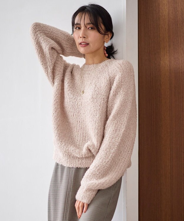 ANY カーリーファンシーニット ピンク