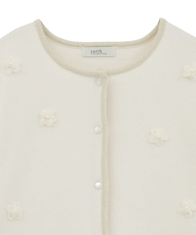 earth music&ecology フラワーモチーフニットカーディガン Ivory