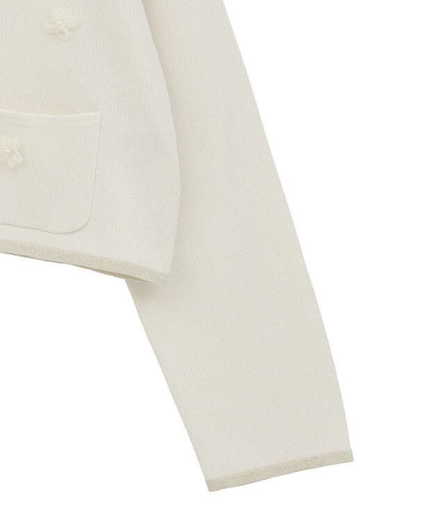 earth music&ecology フラワーモチーフニットカーディガン Ivory