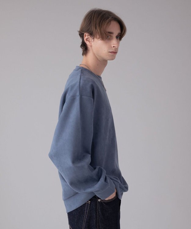 WEGO 【ユニセックス着用ITEM/2点SET/MLサイズ展開】アクセ付きフェイクスウェードプルオーバー サックス