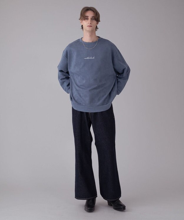 WEGO 【ユニセックス着用ITEM/2点SET/MLサイズ展開】アクセ付きフェイクスウェードプルオーバー サックス