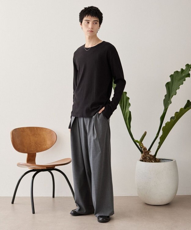 WEGO タイトフィットリブT（長袖） ブラック