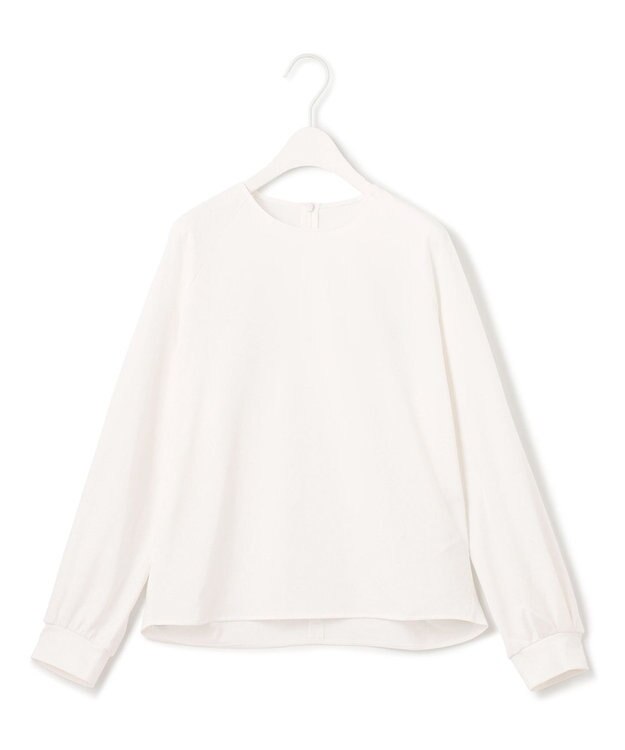 ICB L 【接触冷感・UVケア・洗える】コンフォートプレーティング パフスリーブカットソー オフホワイト系