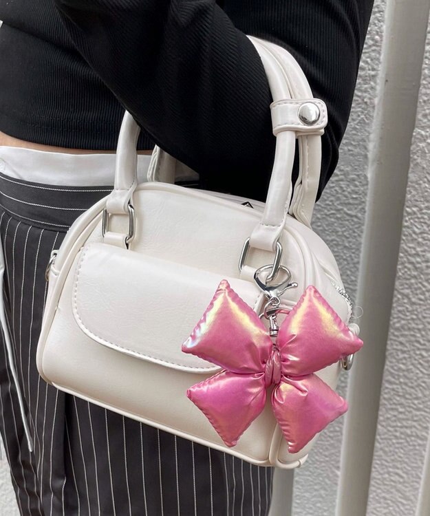 WEGO メタリッククッションリボンキーホルダー ピンク