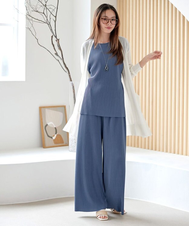 Tiaclasse 【接触冷感】着流しロングニットカーディガン オフホワイト