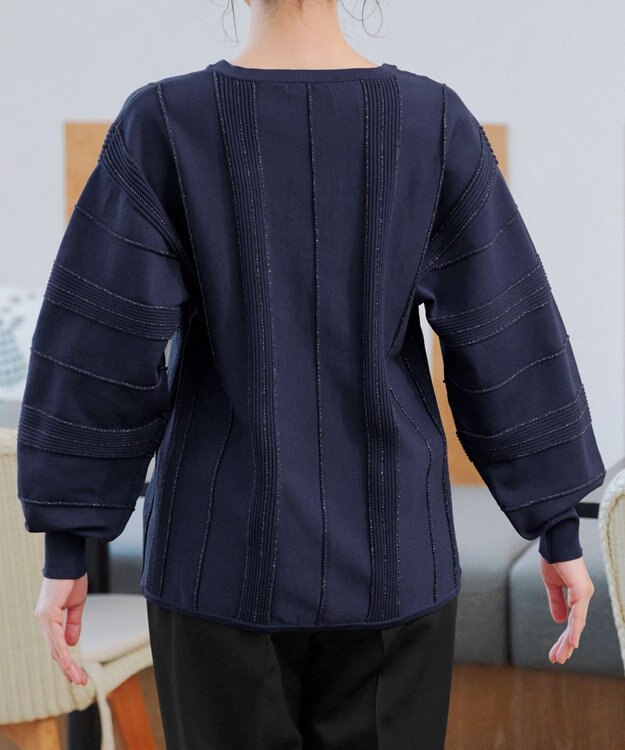 Tiaclasse ラメリブドルマントップス ネイビー