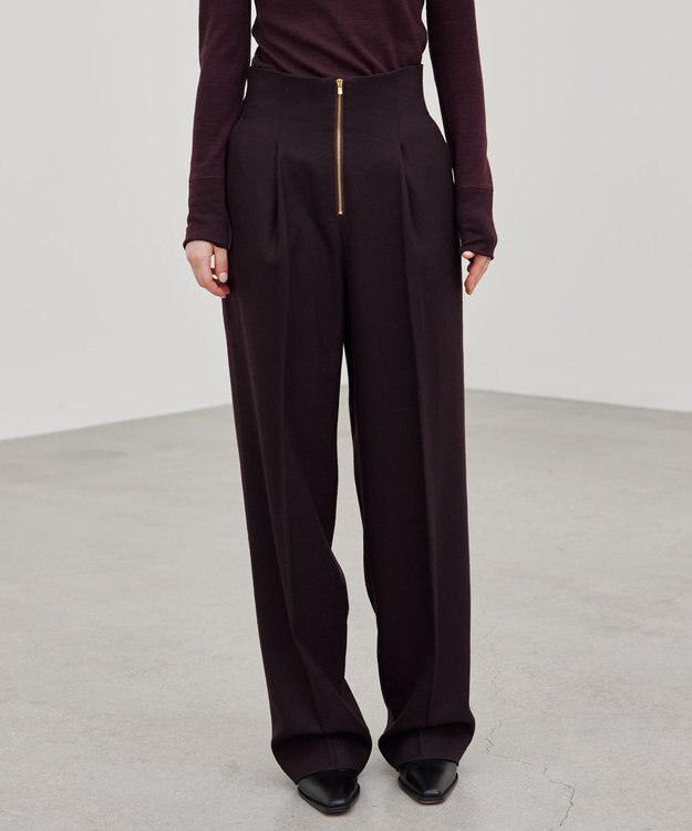 BEIGE， TERNES / フロントジップワイドパンツ Bordeaux