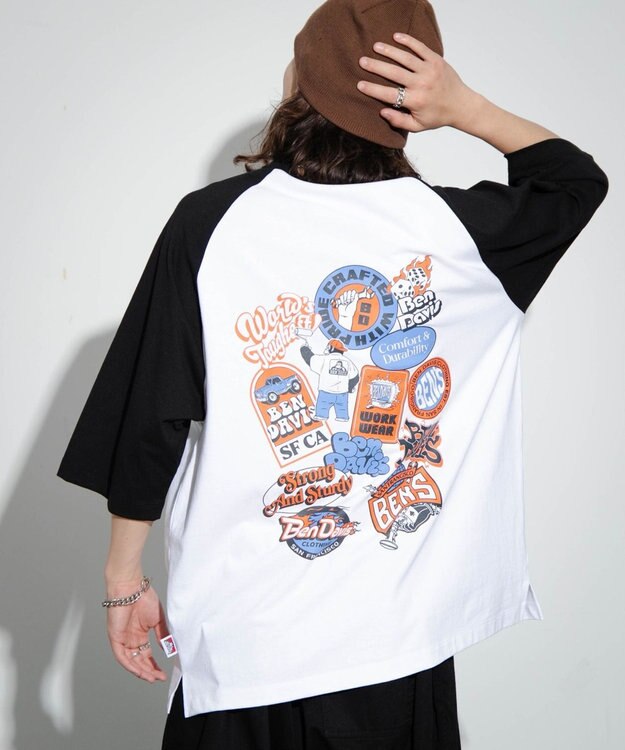 WEGO 【ユニセックス着用ITEM】別注ベンデイビスラグランT ブラック