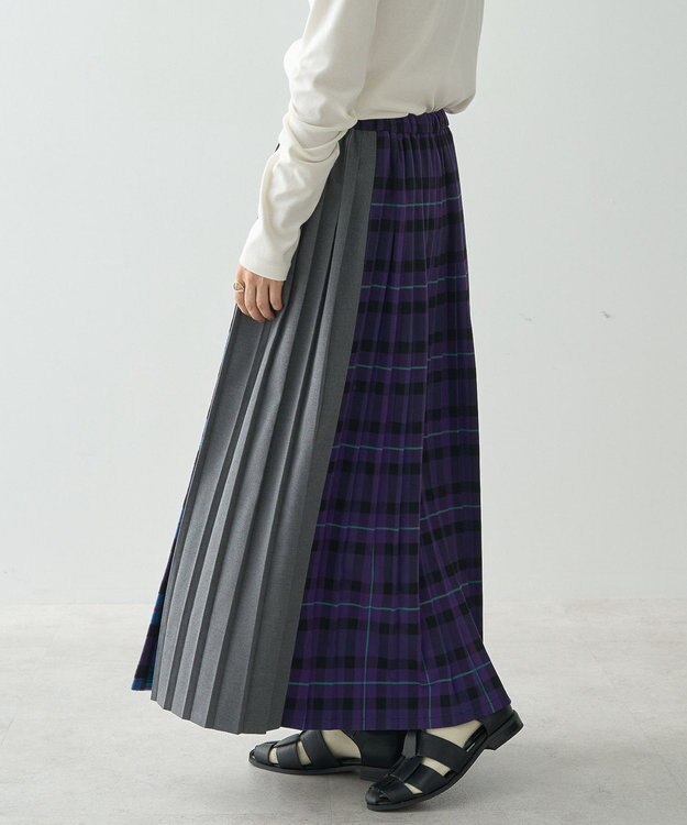 AMERICAN HOLIC シャギーチェックプリーツスカート Blue