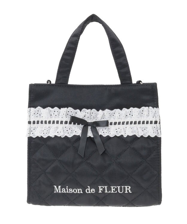 Maison de FLEUR コットンフリル2Wayトートバッグ Black