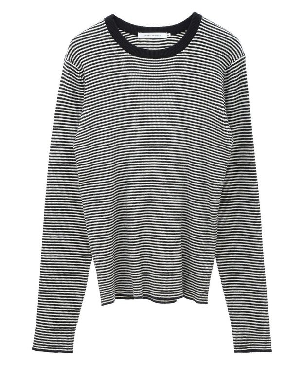 AMERICAN HOLIC バイパチクルーネックリブニットプルオーバー Border