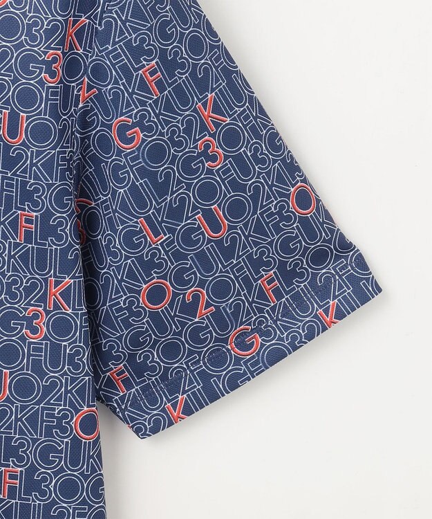 23区GOLF 【MEN】【吸水速乾/UVカット】ロゴ総柄プリント 半袖ポロシャツ ネイビー系5