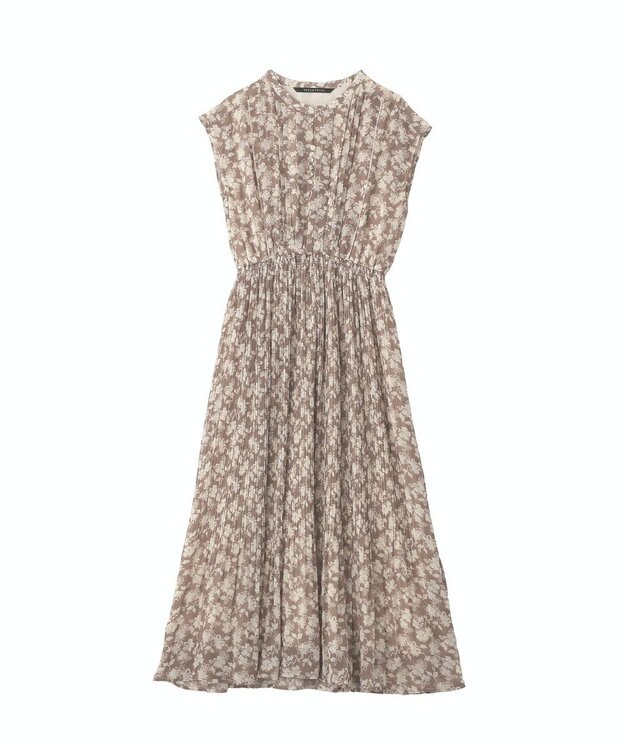YECCA VECCA 花柄プリーツワンピース Beige