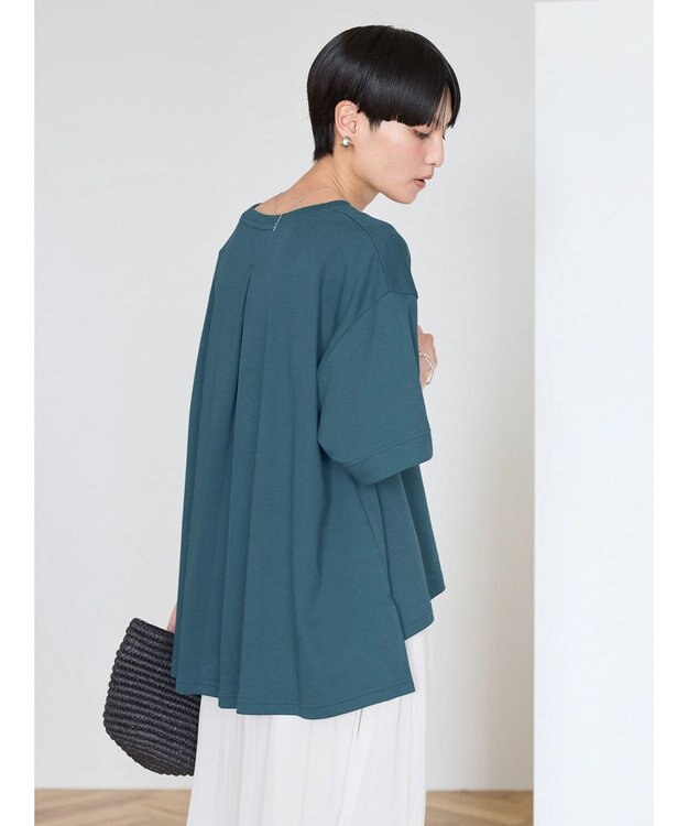 AMERICAN HOLIC 抗菌防臭＋接触冷感クルーネックカットプルオーバー Blue Green