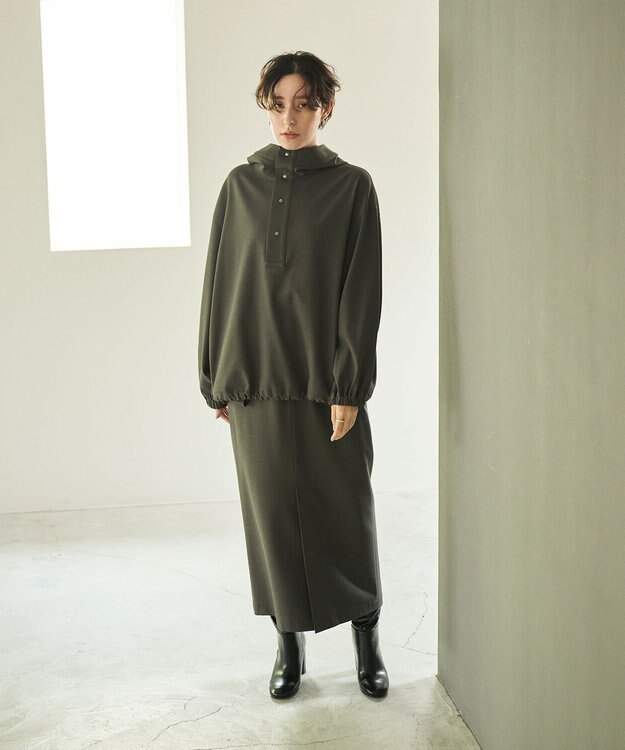 #Newans 【洗濯機可能】フ―ディーアノラック チャコール