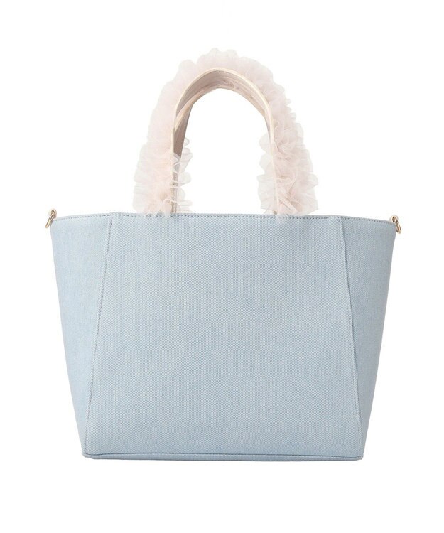 Maison de FLEUR チュールハンドルラインストーンデニムトート Light Blue