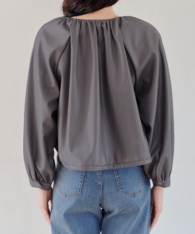 Tiaclasse 【洗える】ソフトフェイクレザージップブルゾン グレー