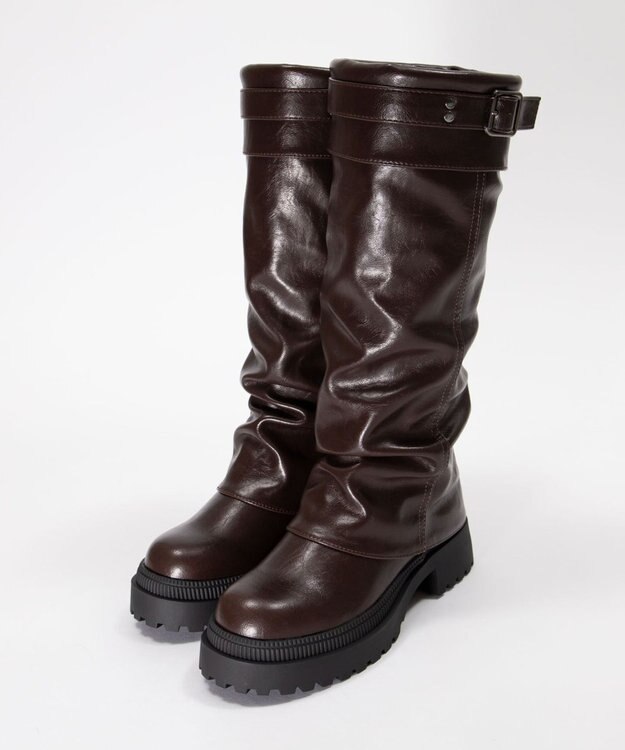 WEGO ベルトカバーロングブーツ ブラウン