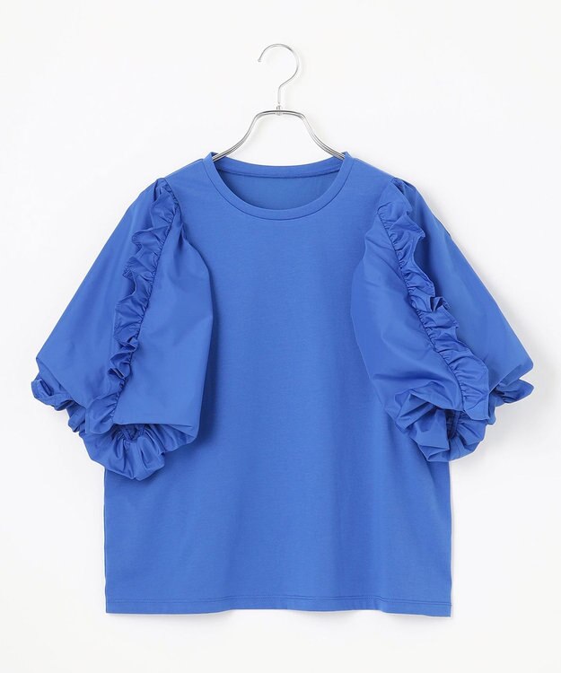 #Newans 【撥水・吸水速乾】コンビネーションフリルスリーブカットソー ホワイト系