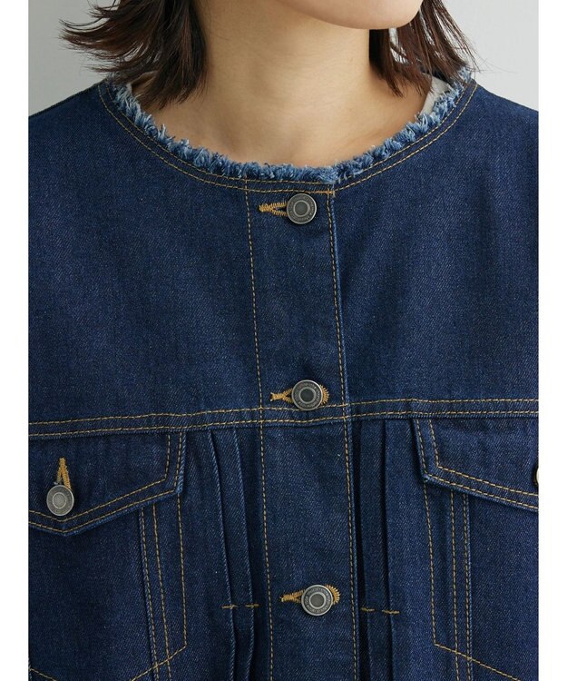 Green Parks ノーカラーデニムジャケット Indigo