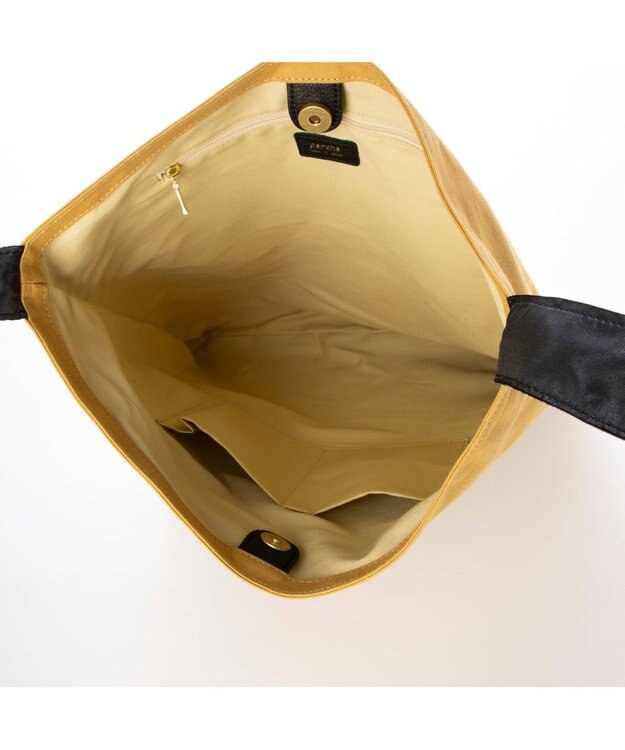 UNBILLION ペルケ perche / FOOD TEXTILE×牛革ソフトリボンハンドルトート イエロー