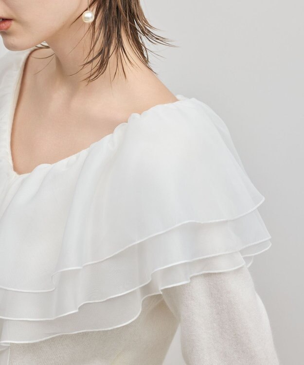 GRACE CONTINENTAL フリルニットカーディガン ホワイト