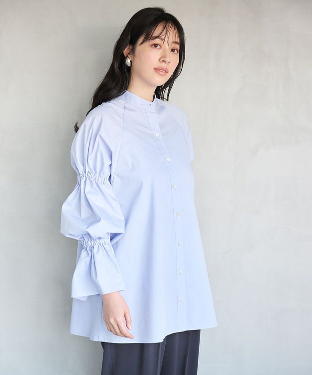 #Newans キャンディスリーブシャツ サックス