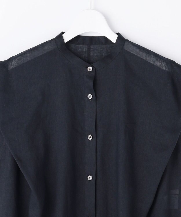 自由区 L 【WEB限定カラーあり】シアーラミーローンバンドカラー ブラウス ネイビー