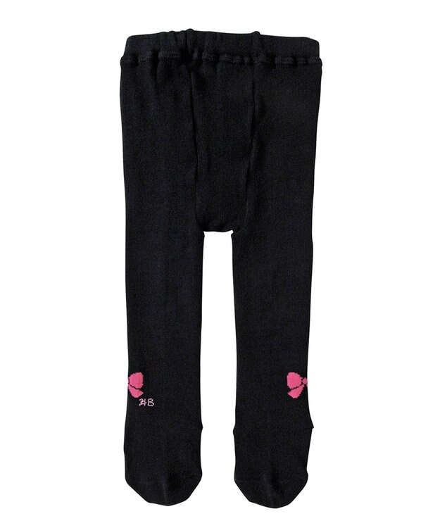 MIKI HOUSE HOT BISCUITS 【70-120cm】 ワンポイントリボン タイツ 黒