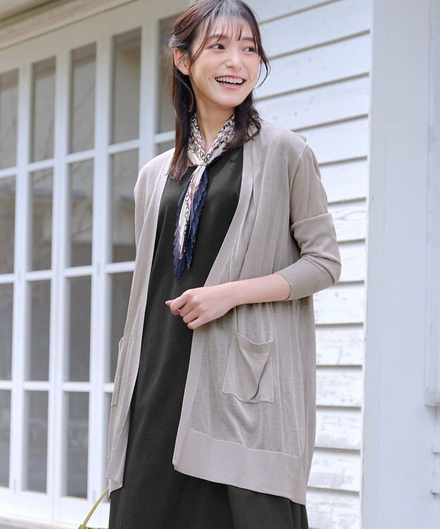 Tiaclasse 【接触冷感】着流しロングニットカーディガン グレー